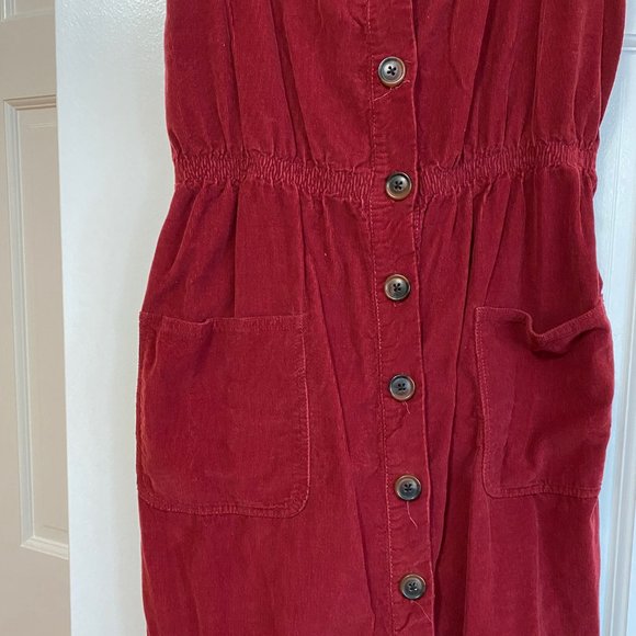 Urban Outfitters button down corduroy midi dress wine red size L - Picture 3 of 9